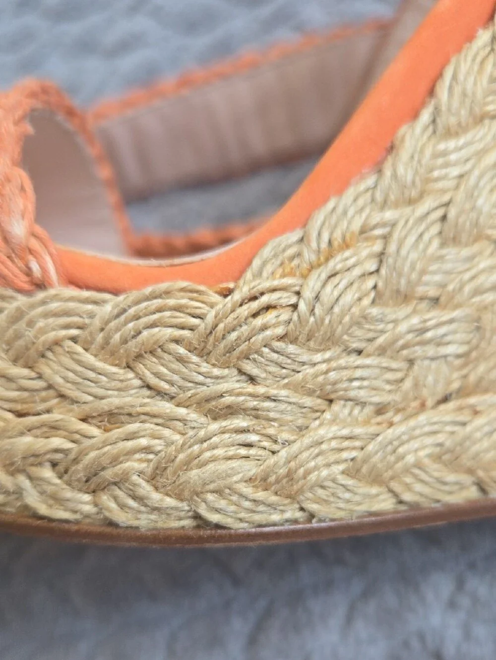 Stuart Weitzman Alex Orange Braided Espadrille Wedge Sandals - Picture 10 of 13